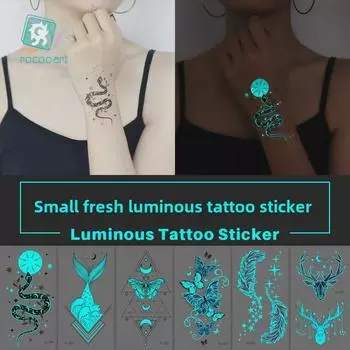 Синие водонепроницаемые светящиеся наклейки-татуировки для музыкальных фестивалей - дизайны змей и бабочек 10560mm