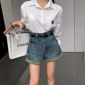 Синие высококачественные дизайнерские свободные утягивающие шорты с широкими штанинами и высокой талией для женщин S синий