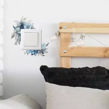 Синие зеленые растения цветы спальня гостиная выключатель наклеенный украшают декоративные настенные наклейки 15*19CM/fun-kg15