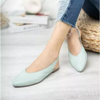 Синие женские кожаные туфли на плоской подошве из натуральной кожи