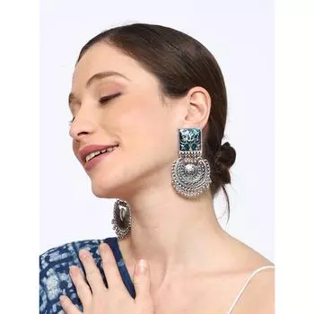 Синие женские оксидированные серьги Meena Chandbali