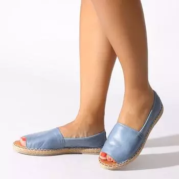 Синие женские повседневные туфли из натуральной кожи