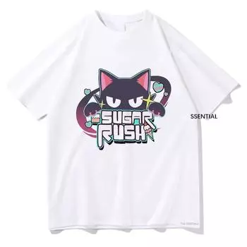 Синий Архив Аниме Футболки Sugar Rush Смешная женская одежда Унисекс Уличная одежда Манга Косплей Одежда Хлопковые графические футболки S