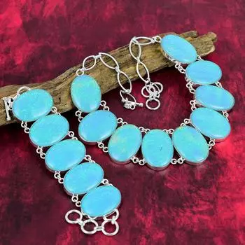 Синий австралийский опал ручной работы из стерлингового серебра 925 пробы, ожерелье и браслет, комплект ювелирных изделий, комплект ювелирных изделий из драгоценных камней для подарков Adjustable With 8 -18 синий