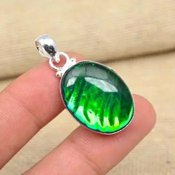 Синий австралийский тройной опаловый драгоценный камень 925 пробы Серебряный кулон овальной формы ручной работы 1.57 Inches синий
