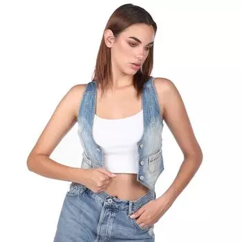 Синий Белый Женский Жилет