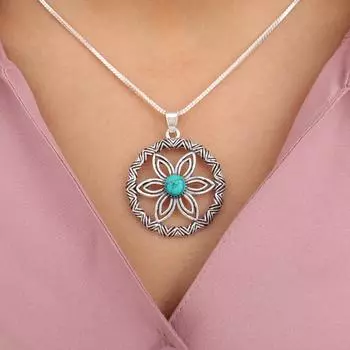 Синий Бирюзовый Драгоценный Камень 925 Стерлинговое Серебро Ювелирные Изделия Ручной Работы Симпатичная Подвеска 1,48 CP-29-29