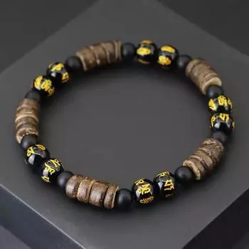 Синий бирюзовый тигровый глаз камень винтажный кокосовая скорлупа деревянный браслет из бусин для мужчин ручная работа изысканные нити из бисера бусины Будды