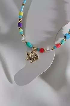 Синий браслет из бисера с рыбьим концом