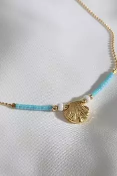 Синий браслет из ракушек