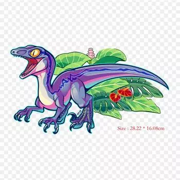 Синий Чарли и Велоцираптор Оуэн, термопереносная печать, виниловые нашивки, наклейки для одежды, аппликации «сделай сам», моющиеся нашивки