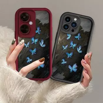 Синий чехол с принтом бабочки, модный, гибкий, мягкий, силиконовый, TPU, чехол на всю заднюю панель для iPhone Samsung iPhone 5 чёрный