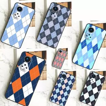 Синий чехол с узором Argyle для Honor X8b X9b 90 70 50 Magic 5 Pro Magic 6 Lite X6 X7 X8 X9 X6a X7a X8a X9a Cover Honor 50 Lite