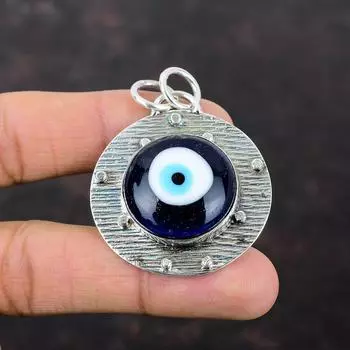 Синий цвет Подвеска от сглаза Подвеска из стерлингового серебра 925 пробы Удивительные ювелирные изделия из драгоценных камней Ручная работа Уникальный дизайн Подвеска Подарок для ее антикварной подвески
