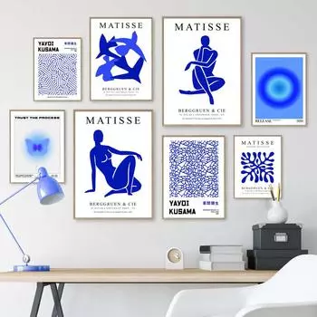 Синий цветочный рынок, номер ангела, Матисс, настенная живопись на холсте, постеры на скандинавскую тему и принты, настенные панно для декора гостиной A4 21X30cm No Framed