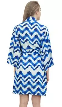 Синий халат для беременных с принтом Bimba Moms Shibori и поясом 10 синий