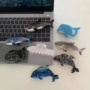Синий кит дельфин заколка для волос мультфильм акула заколка мода уксусная кислота животное волос коготь женский E