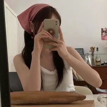 Синий клетчатый платок для волос из кружевной ткани, решетчатый треугольный шарф, винтажная треугольная бандана для девочек красный