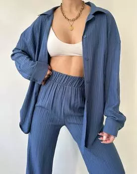 Синий комплект рубашка-брюки Mai London