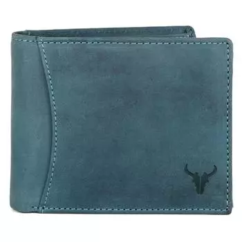 Синий кожаный кошелек для мужчин, 2 секретных отделения, 6 отделений для кредитных/дебетовых карт, 2 отделения для купюр, 3 прозрачных окошка для удостоверений личности, 1 карман для монет и на молнии