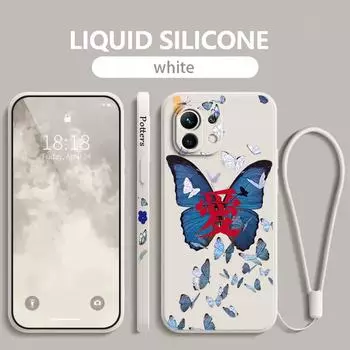 Синий красивый чехол-бабочка для телефона Xiaomi Mi 13 12S 12 12T 12X 11i 11T 11 10S 10T Pro Lite Ultra Liquid с левой веревкой Mi 10S