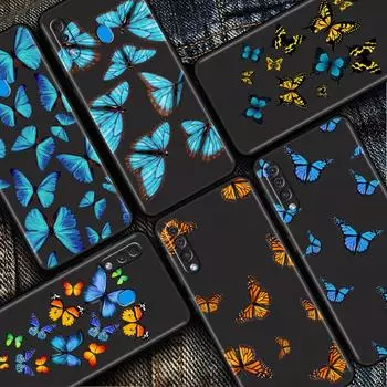 Синий красивый чехол для телефона с бабочкой для Samsung Galaxy A50 A20e A20s A02s A03 A70 A52 A51 A30 A10 M52 M31 S7 черный чехол Fundas Samsung S7