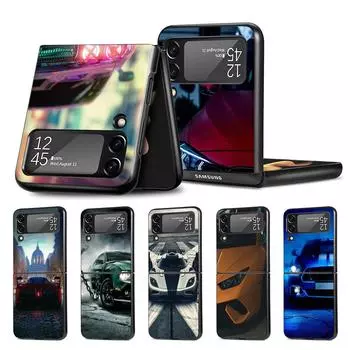 Синий красный автомобильный чехол для Samsung Galaxy Z Flip3 Flip4 5G черный жесткий чехол для мобильного телефона Z Flip 4 3 роскошный чехол для ПК Zflip3 Coque Samsung Z Flip3 5G