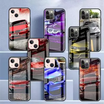Синий, красный автомобильный стеклянный чехол для Apple iPhone 14 13 11 12 Pro 7 XR X XS Max 8 6 6s Plus SE 2022 13Pro из закаленного телефона Tampa iPhone 7Plus(8 Plus)