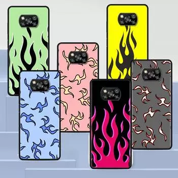 Синий красный чехол Flame Fire для Xiaomi Poco X3 NFC M3 M4 Pocophone F1 F3 Redmi Note 9s 9 8 10 Pro черный мягкий чехол для телефона Coque Xiaomi Poco M4Pro 5G