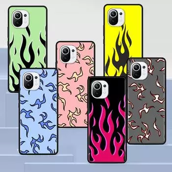 Синий красный чехол Flame Fire для Xiaomi Mi 11 Ultra 11T 10T 9T Pro Note 10 A2 9 8 Lite A3 CC9E 10S CC9 A1 5X черный мягкий чехол для телефона Xiaomi 11T(11T Pro)