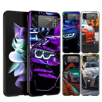 Синий красный JDM спортивный автомобильный чехол для телефона Samsung Galaxy Z Flip 3 4 5 складной чехол для Samsung Z Flip3 Flip4 жесткий чехол-бампер из ПК Samsung Z Flip 5