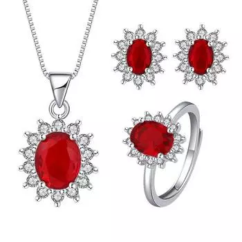 Синий, красный, желтый, зеленый, фиолетовый, циркон, ожерелье с королевской короной, кольцо, серьги, кулон, женский ring