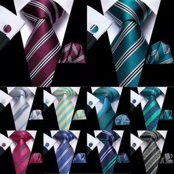 Синий, красный, золотой полосатый мужской шелковый галстук и носовой платок, галстук, официальная свадьба N-3185