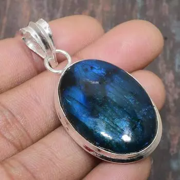 Синий лабрадорит, драгоценный камень, стерлинговое серебро 925 пробы, замечательный ювелирный кулон ручной работы 1.97 Inches синий