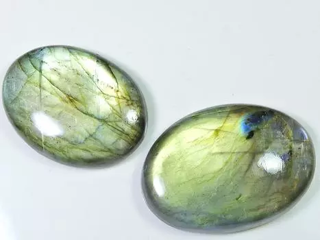 Синий лабрадорит овальной формы 2 шт. кристалл россыпью натуральный драгоценный камень 37-41 мм SK-1571