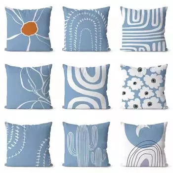 Синий Маленький Свежий Наволочка Украшение Общежития Офис Гостиная Диван Домашняя Наволочка 40x40cm