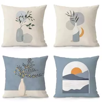 Синий Маленький Свежий Простая Наволочка Украшения Интерьера Офис Гостиная Домашняя Наволочка 40x40cm