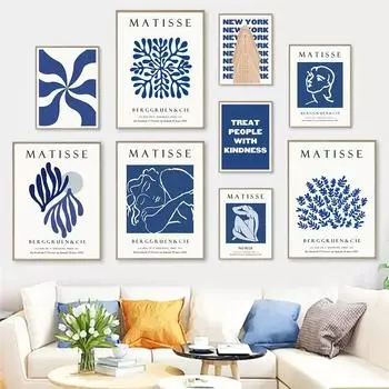 Синий Матисс Леопард Современная Выставочная Галерея Живопись На Холсте Настенные Плакаты И Принты Настенные Картины Для Декора Гостиной 21x30cm No Framed
