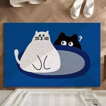 Синий мультяшный кот противоскользящий ПВХ коврик для пола Добро пожаловать входной коврик для собак прихожая декор для дома ковер для удаления пыли 40x60cm