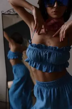 Синий муслиновый укороченный набор Bohemai Harvey Blue