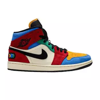 Синий Мужские кроссовки The Great x Air Jordan 1 Mid Fearless, разноцветные, муслиновые, красного цвета, CU2805-100 42