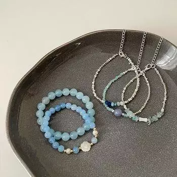 Синий натуральный камень сломанный серебряный браслет женский свежий и модный индивидуальный уникальный элегантный темперамент универсальный браслет ювелирные изделия