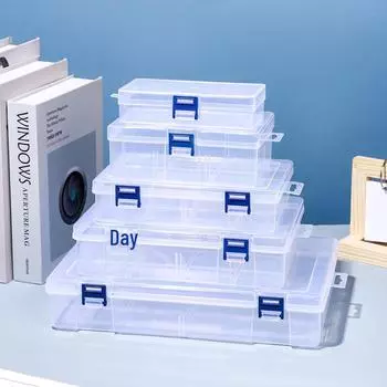 Синий пластиковый ящик для хранения электронных компонентов - небольшой прозрачный органайзер для инструментов, винтов и деталей. 14.2*8.7*3.5cm синий