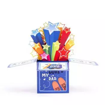 Синий подарок на День отца, сделанные вручную 3D-поздравительные открытки, креативные всплывающие открытки с благословением для мужчин