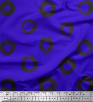 Синий японский креп-сатин Soimoi, линия и круг, геометрические принты на ткани, 42 дюйма по метрам 42 Inch Wide - Cotton Voile синий
