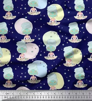 Синий японский креп-сатин Soimoi, маска для лица и краска для ногтей, женская ткань для рукоделия с принтом, 42 дюйма на метр 42 Inch Wide - Poly Crepe синий