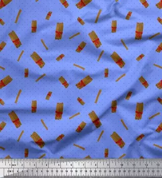 Синий японский креп-сатин Soimoi, ткань с принтом в виде журналов и точек, 42 дюйма по метрам 42 Inch Wide - Poly Crepe синий