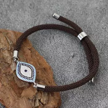 Синий роскошный хрустальный дьявольский глаз Милан веревка регулируемый браслет для мужчин и женщин рука веревка пара дружба браслет повседневные ювелирные изделия чёрный