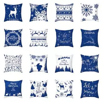 Синий рождественский чехол для подушки современный скандинавский декор s подарок на Новый год дом 40x40cm