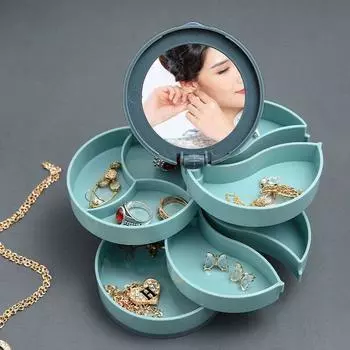 синий/розовый держатель для ювелирных изделий, поднос для хранения ювелирных изделий, многослойная вращающаяся пластиковая подставка, коробка для сережек и колец, косметика